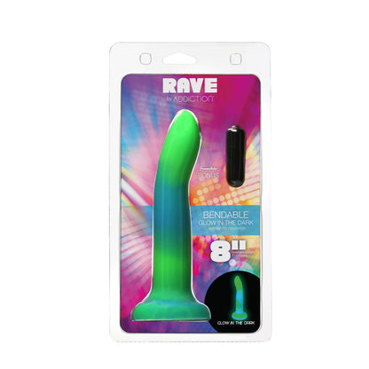 Rave by Addiction - 8" Glow in the Dark Dildo -  Blue Green