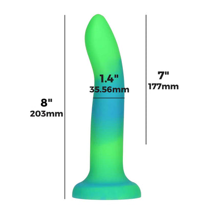 Rave by Addiction - 8" Glow in the Dark Dildo -  Blue Green