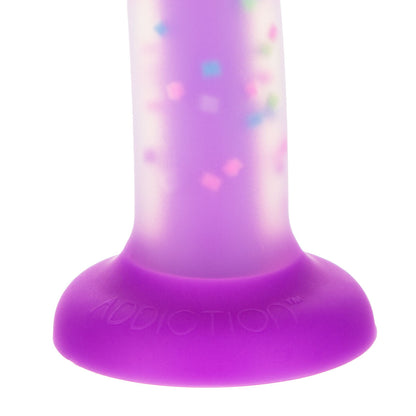 Rave by Addiction – 8” Bendable Glow in the Dark Dildo – Purple Confetti