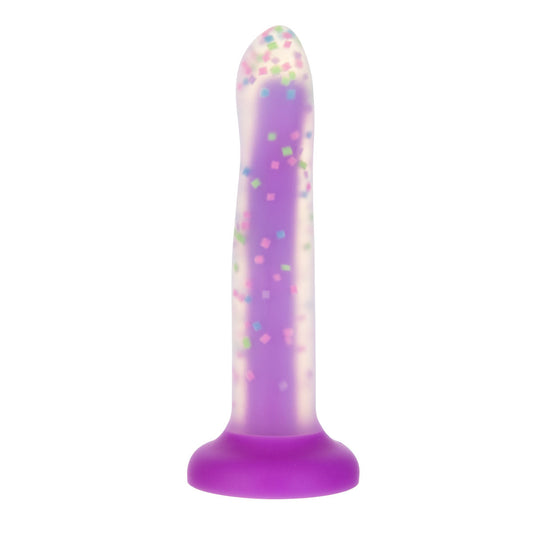 Rave by Addiction - 8” Bendable Glow in the Dark Dildo - Purple Confetti