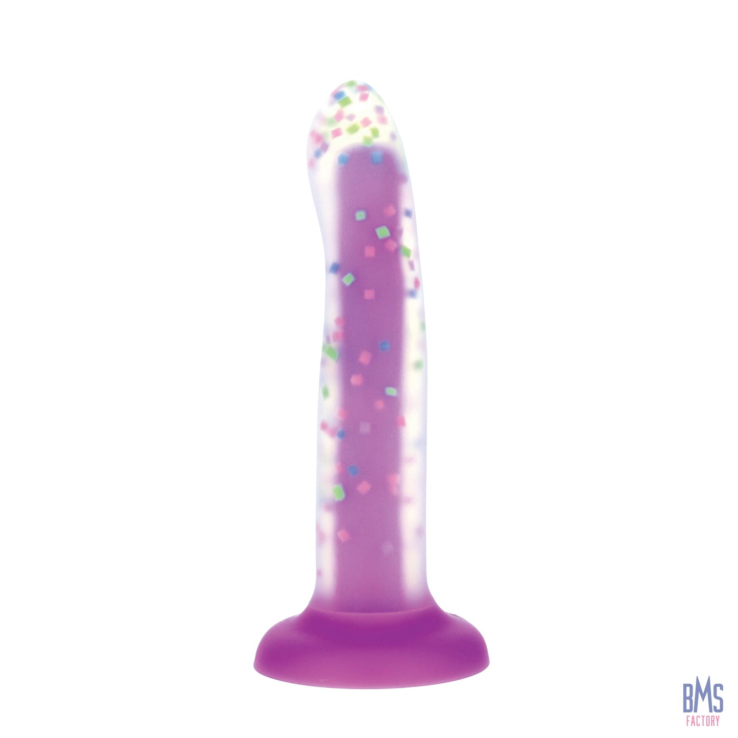Rave by Addiction – 8” Bendable Glow in the Dark Dildo – Purple Confetti