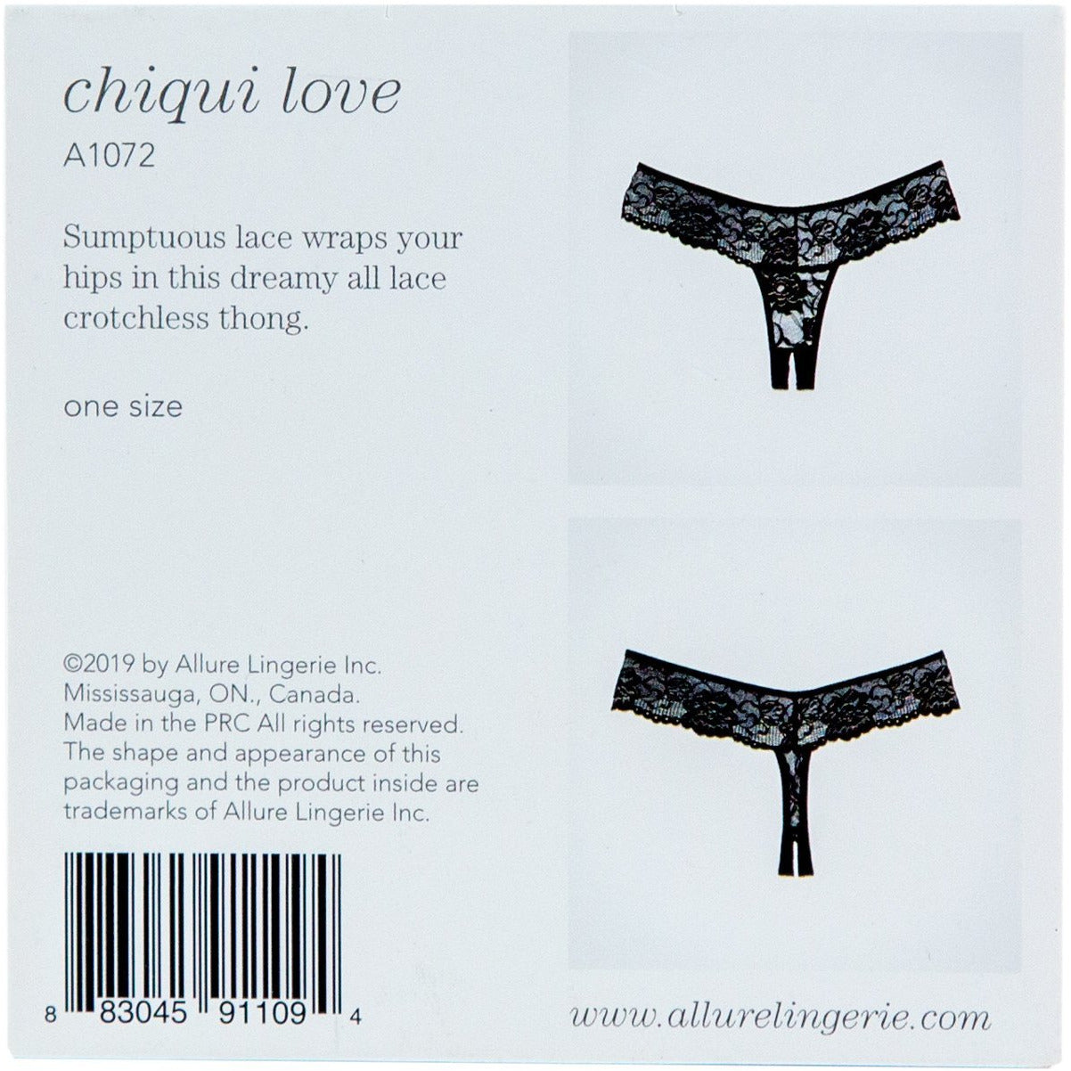 Adore By Allure – Lace Crotchless Thong/ Panty - Black