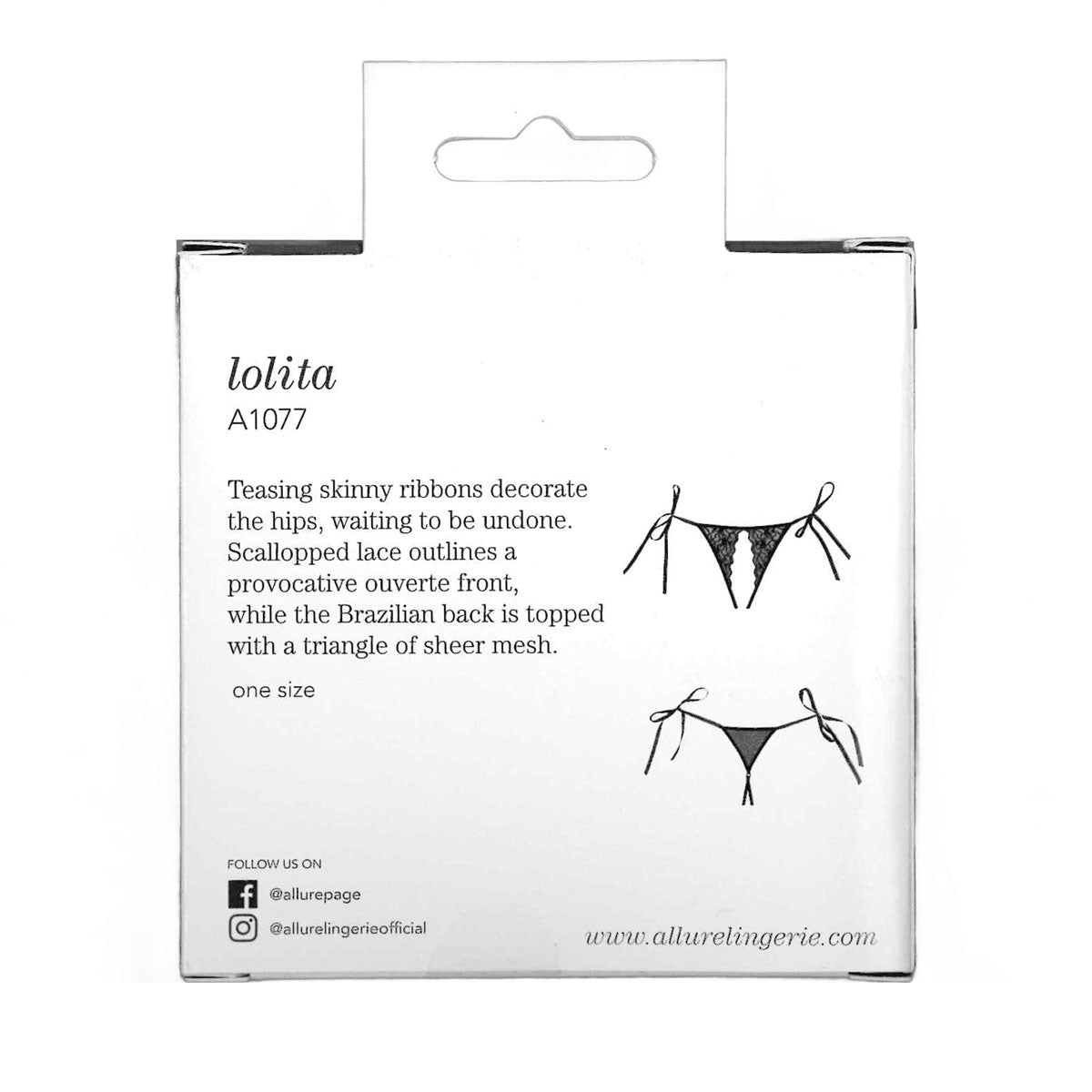 Adore By Allure – Crotchless Scalloped Lace Lolita Panty - Black