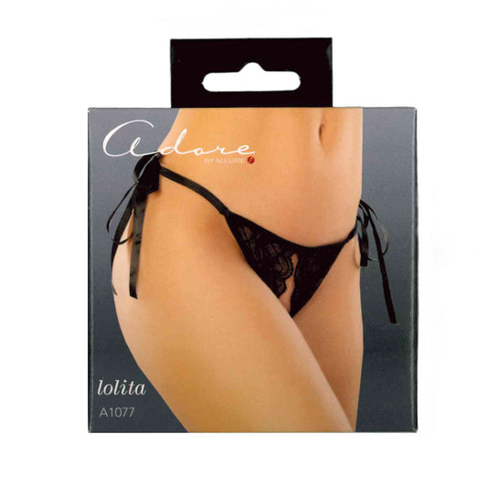 Adore By Allure – Crotchless Scalloped Lace Lolita Panty - Black