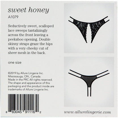 Adore By Allure – Crotchless Scalloped Lace Honey Panty - Black