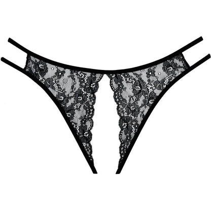 Adore By Allure – Crotchless Scalloped Lace Honey Panty - Black