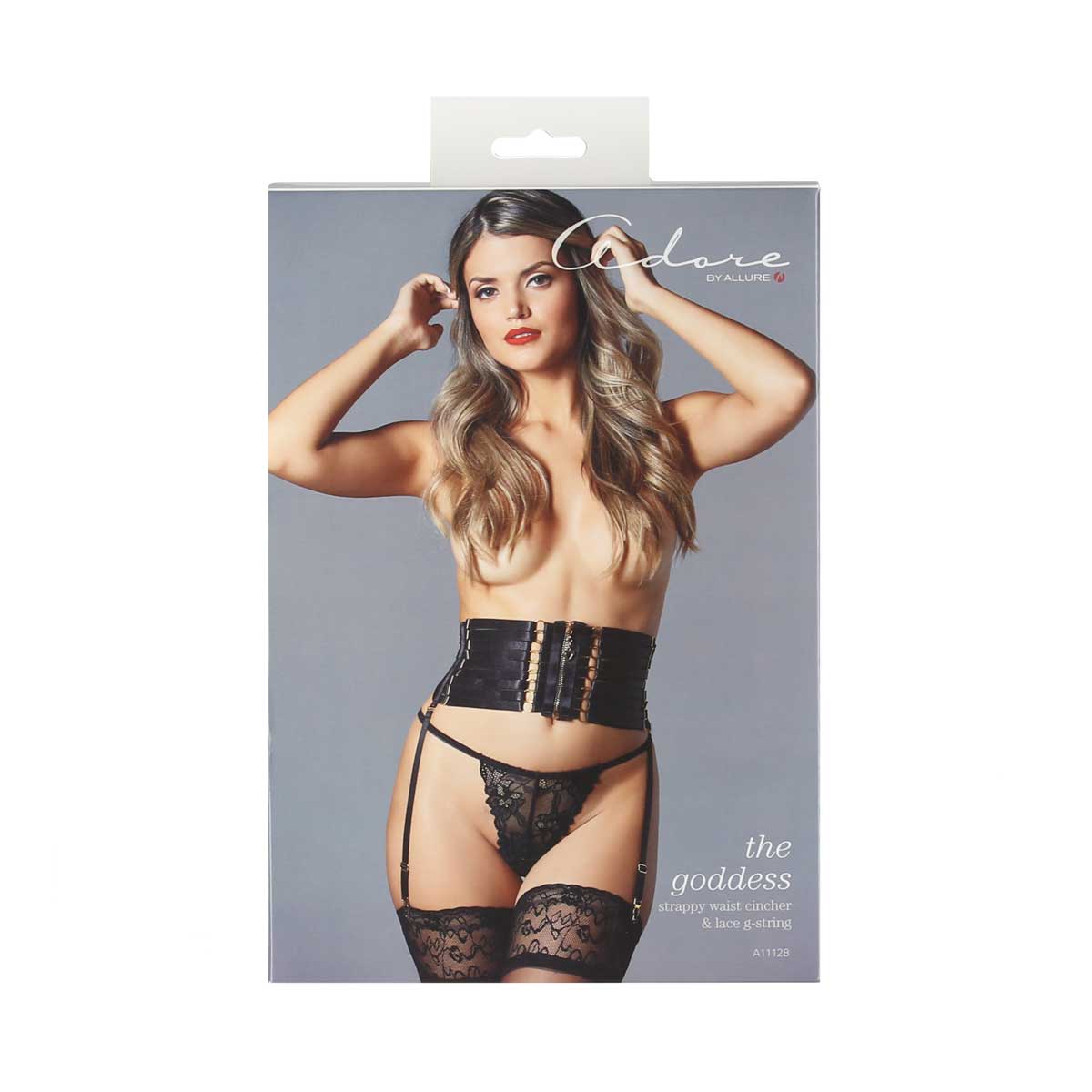 Adore By Allure – The Goddess Strappy Waist Cincher & G-String – Black – One Size