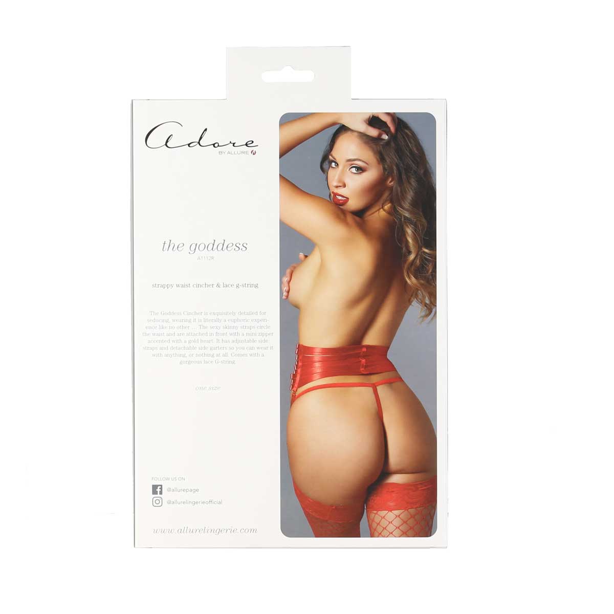 Adore By Allure – The Goddess Strappy Waist Cincher & G-String – Red – One Size