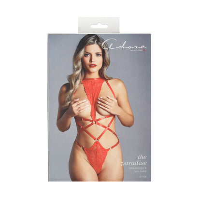 Adore By Allure – The Paradise Ultra Strappy & Lace Teddy – Red – One Size