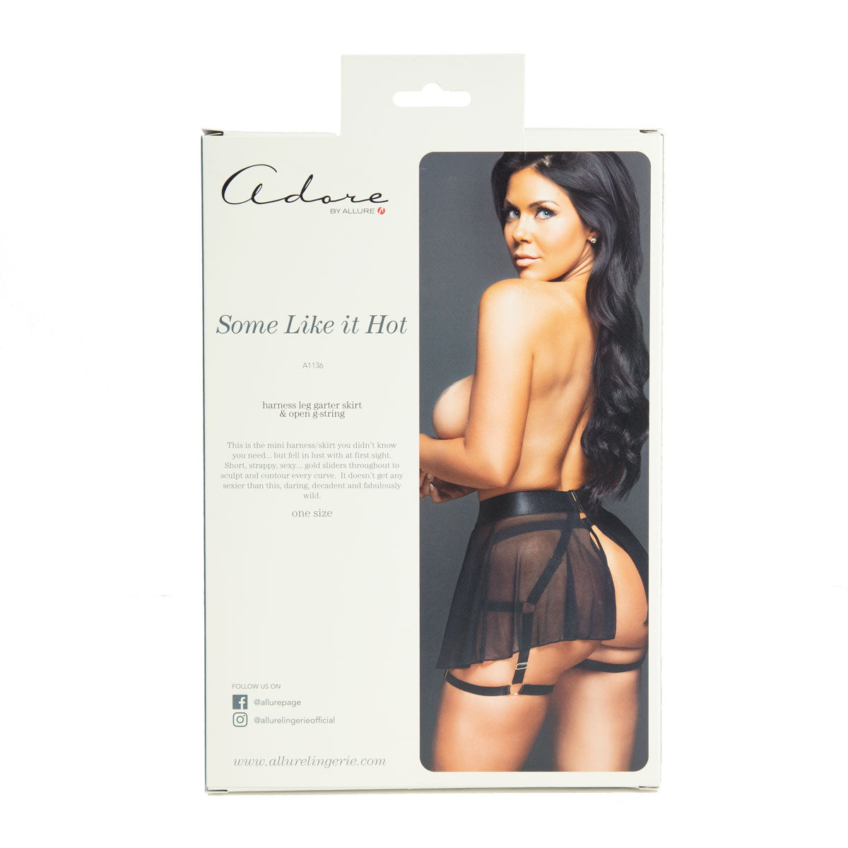 Adore by Allure – Some Like It Hot – Harness Leg Garter Skirt & Open G-String - Black – OS