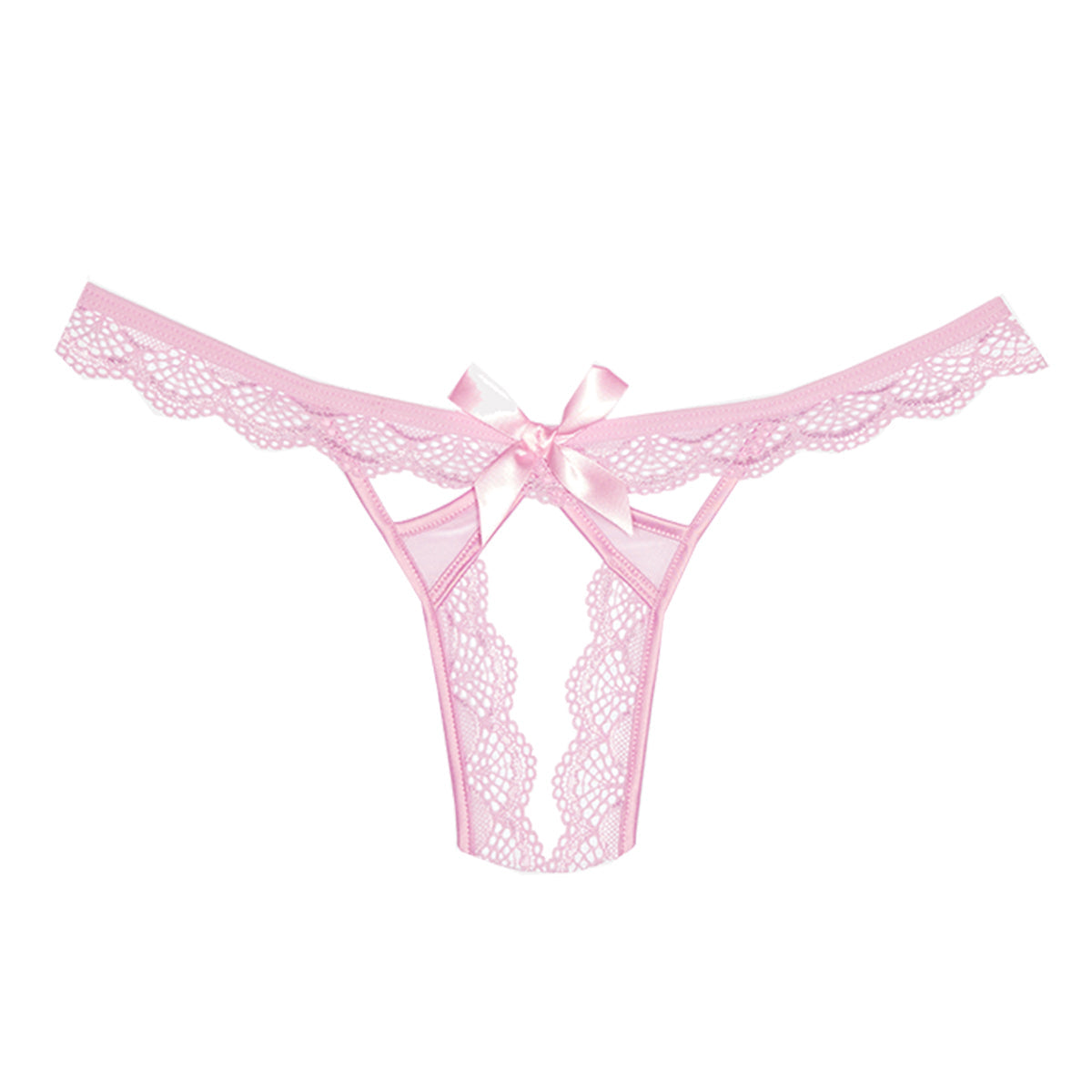 Adore by Allure Peach-y Lace & Mesh Open Panty - Pink