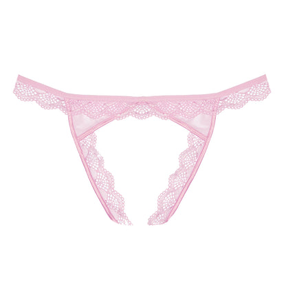 Adore by Allure Peach-y Lace & Mesh Open Panty - Pink