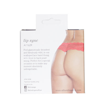 Allure Lip Sync Pearl Thong – Red – One Size Fits Most