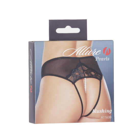 Allure Blushing Pearl Thong – Black – One Size Fits Most