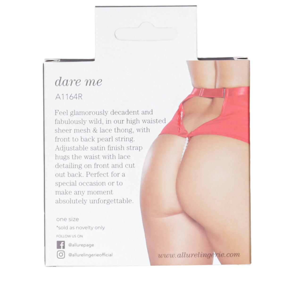 Allure Dare Me Pearl Thong– Red – One Size Fits Most