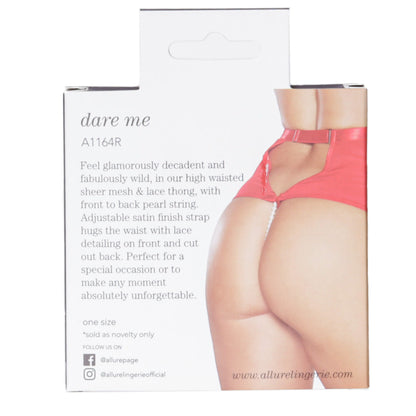 Allure Dare Me Pearl Thong– Red – One Size Fits Most