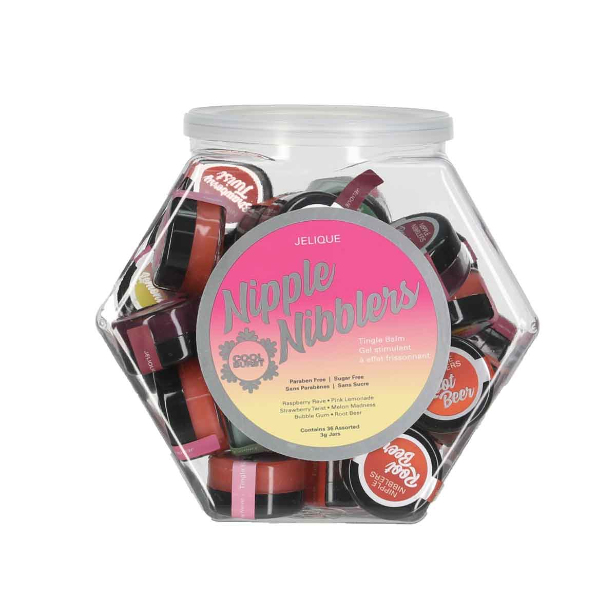 Jelique - Nipple Nibblers – Cool Burst Tingle Balm – Jars and Display – 36 pcs - 3g