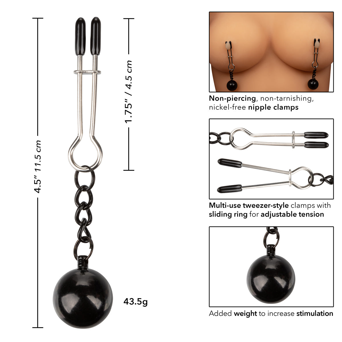 CalExotics® Nipple Grips – Weighted Tweezer Nipple Clamps