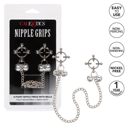 CalExotics® Nipple Grips – 4-Point Nipple Press with Bells