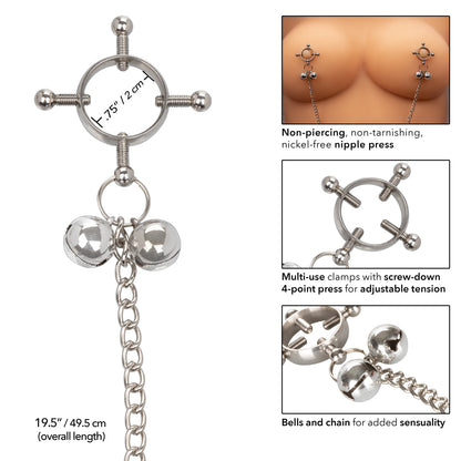 CalExotics® Nipple Grips – 4-Point Nipple Press with Bells
