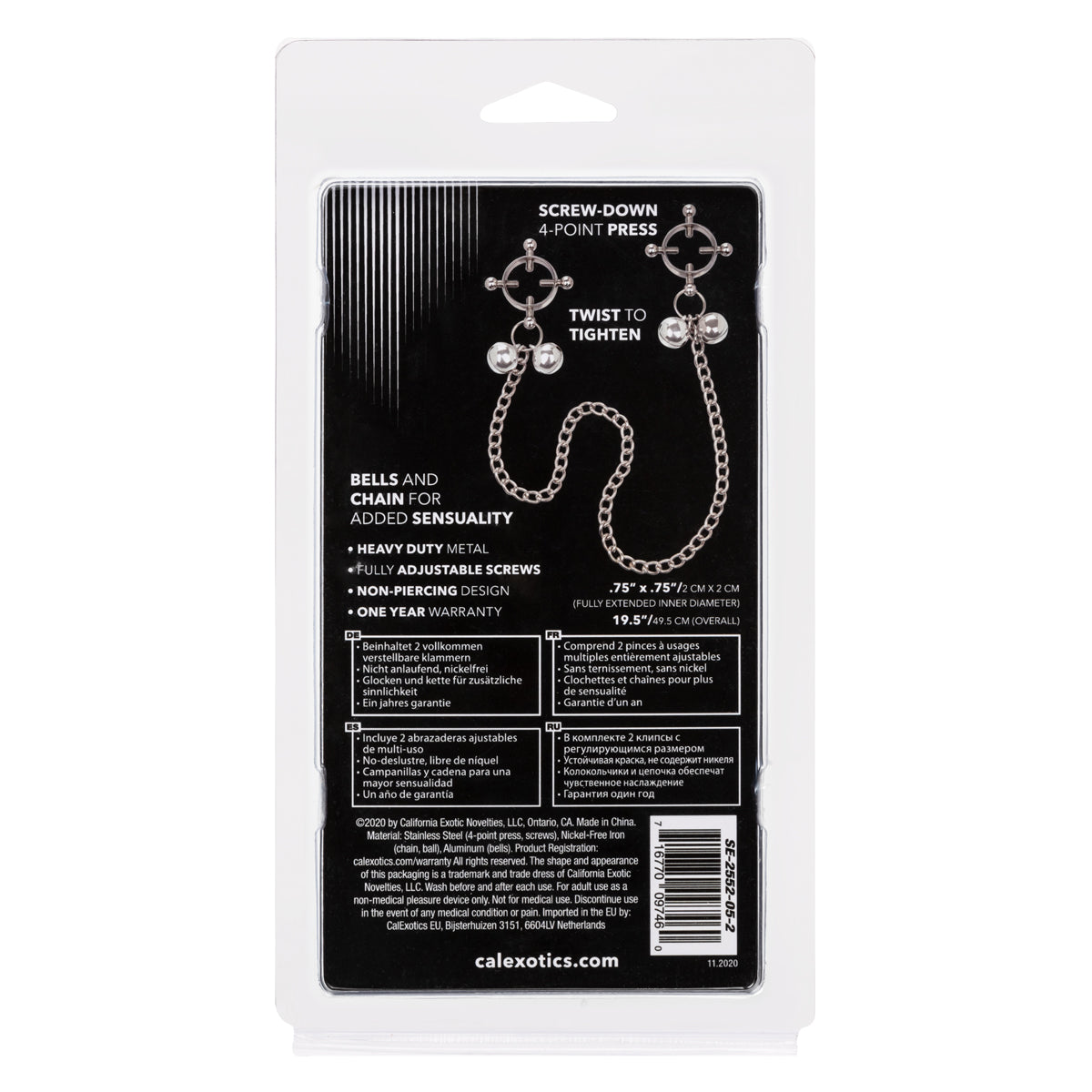 CalExotics® Nipple Grips – 4-Point Nipple Press with Bells