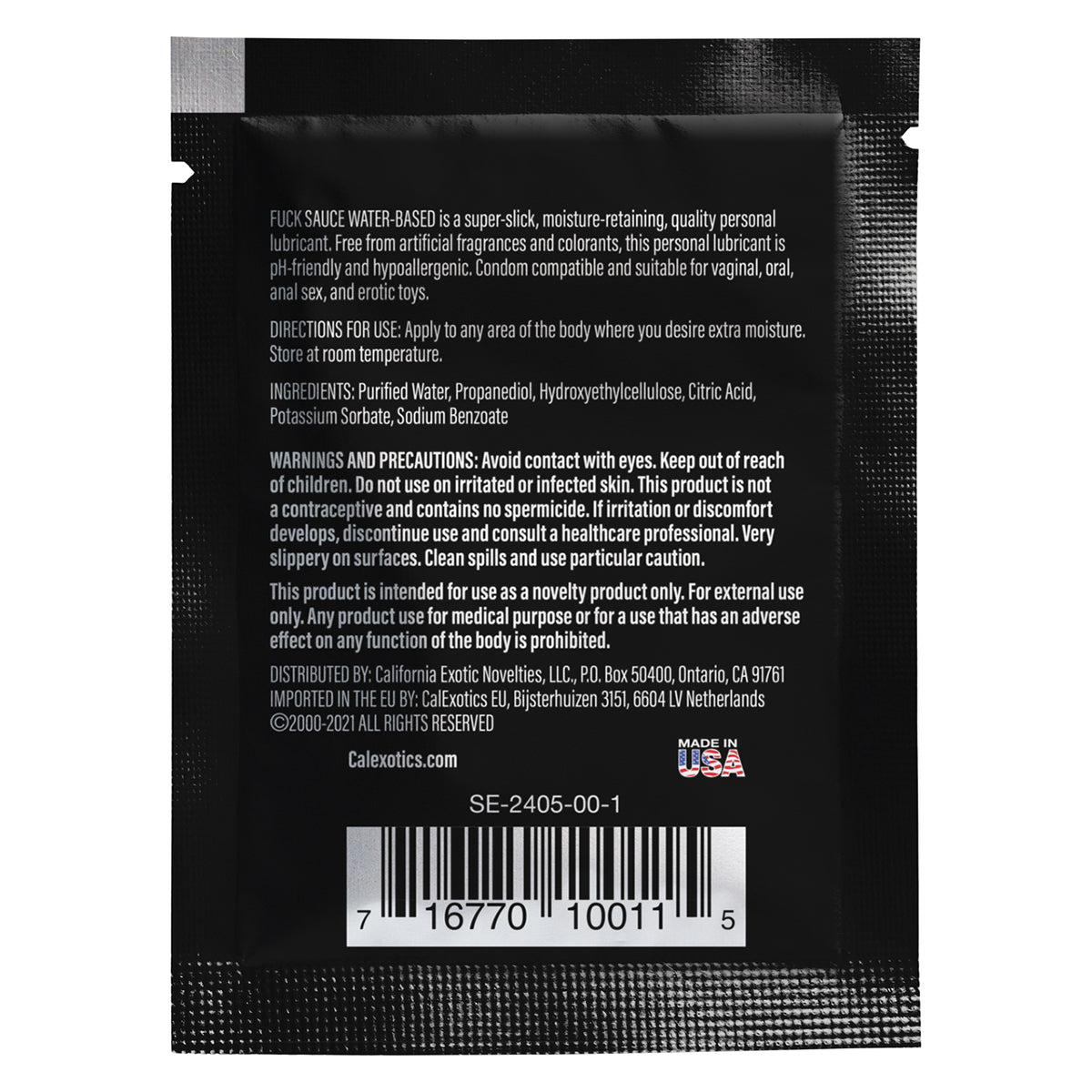 CalExotics® – Fuck Sauce – Water-Based Personal Lubricant – Sachet – 0.08 fl.oz/2.37ml