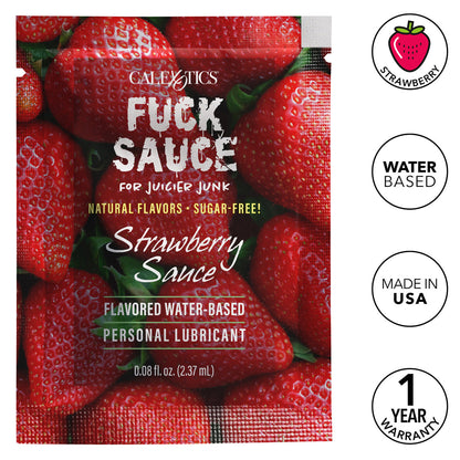 CalExotics® – Fuck Sauce – Water-Based Personal Lubricant – Strawberry – Sachet - 0.08 fl.oz/2.37ml