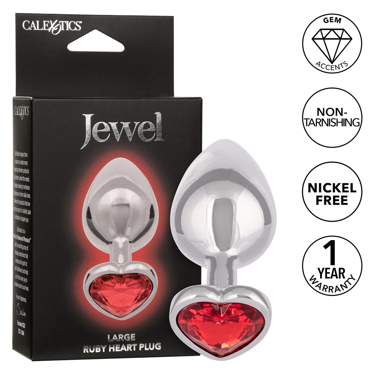 CalExotics® Jewel Large Ruby Heart Plug - Ruby