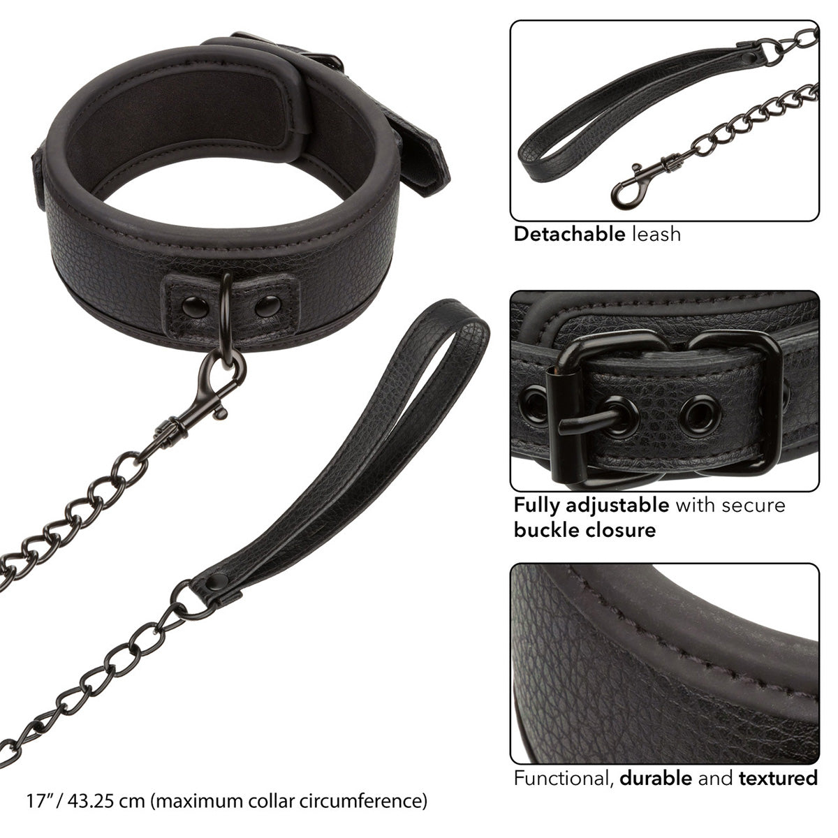 CalExotics® Nocturnal Collection Collar & Leash - Black