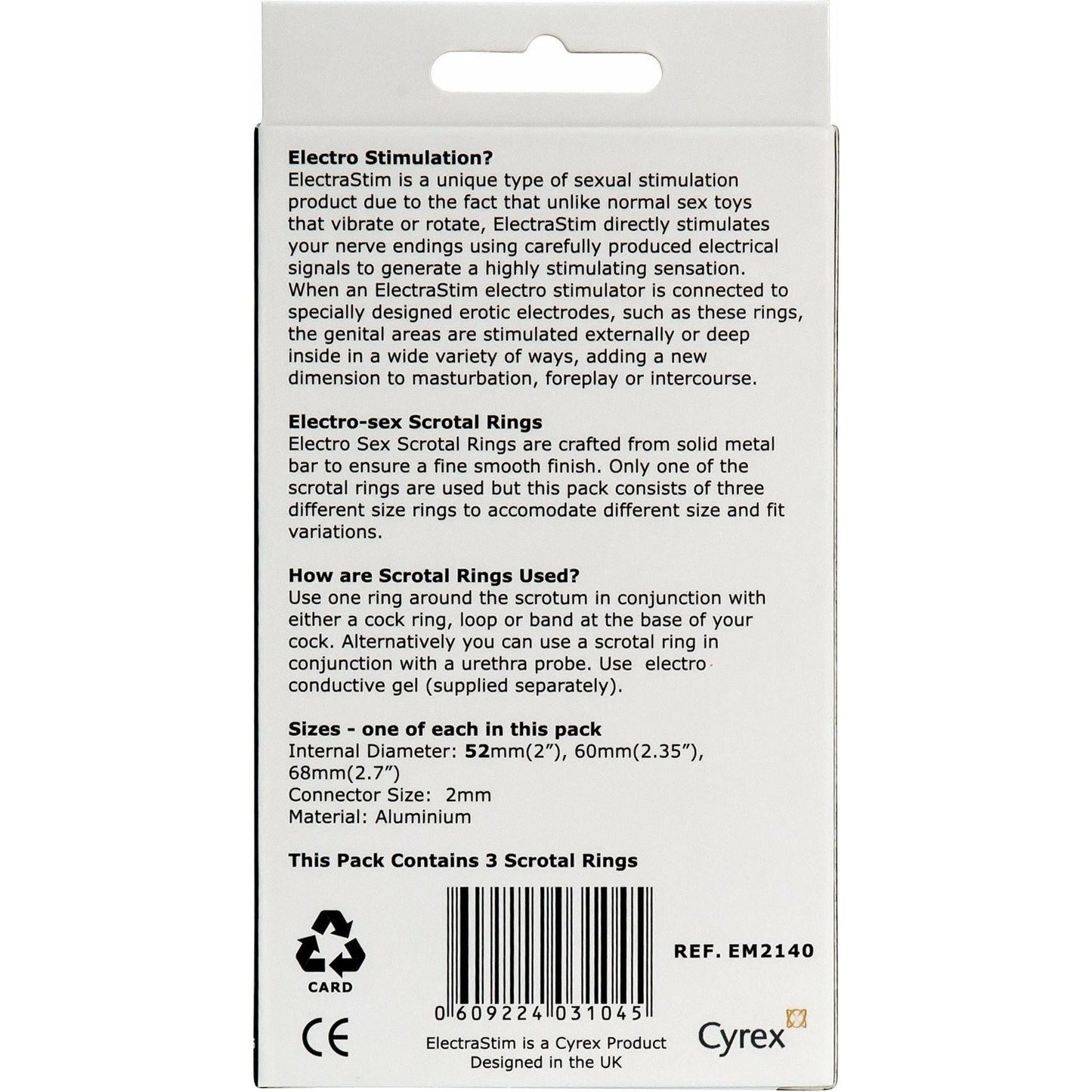 ElectraStim Electro-Sex Metal Scrotal Rings - Set of 3