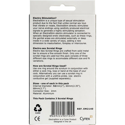 ElectraStim Electro-Sex Metal Scrotal Rings - Set of 3