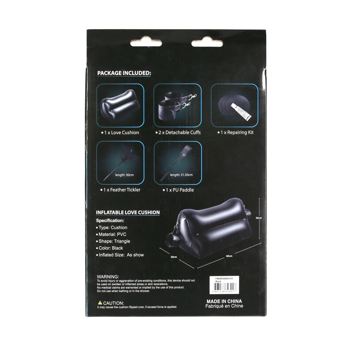 Excellent Power - Dark Magic Inflatable Love Cushion with Cuffs - Black