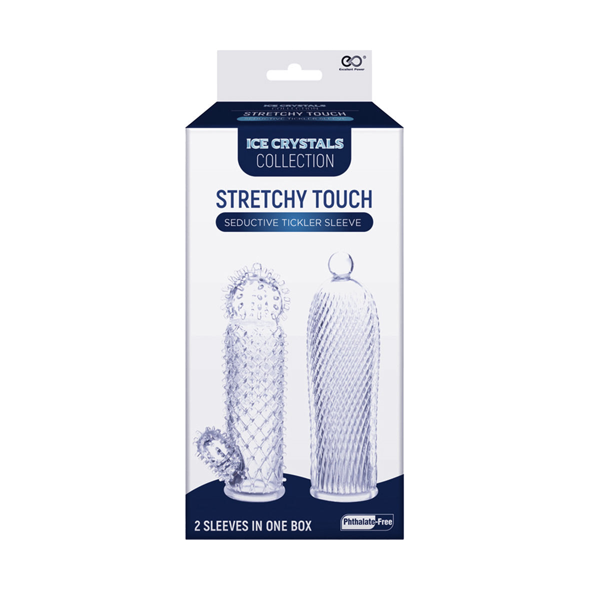 Excellent Power Ice Crystals Collection Stretchy Touch Seductive Tickler Sleeve 2 in 1 Box