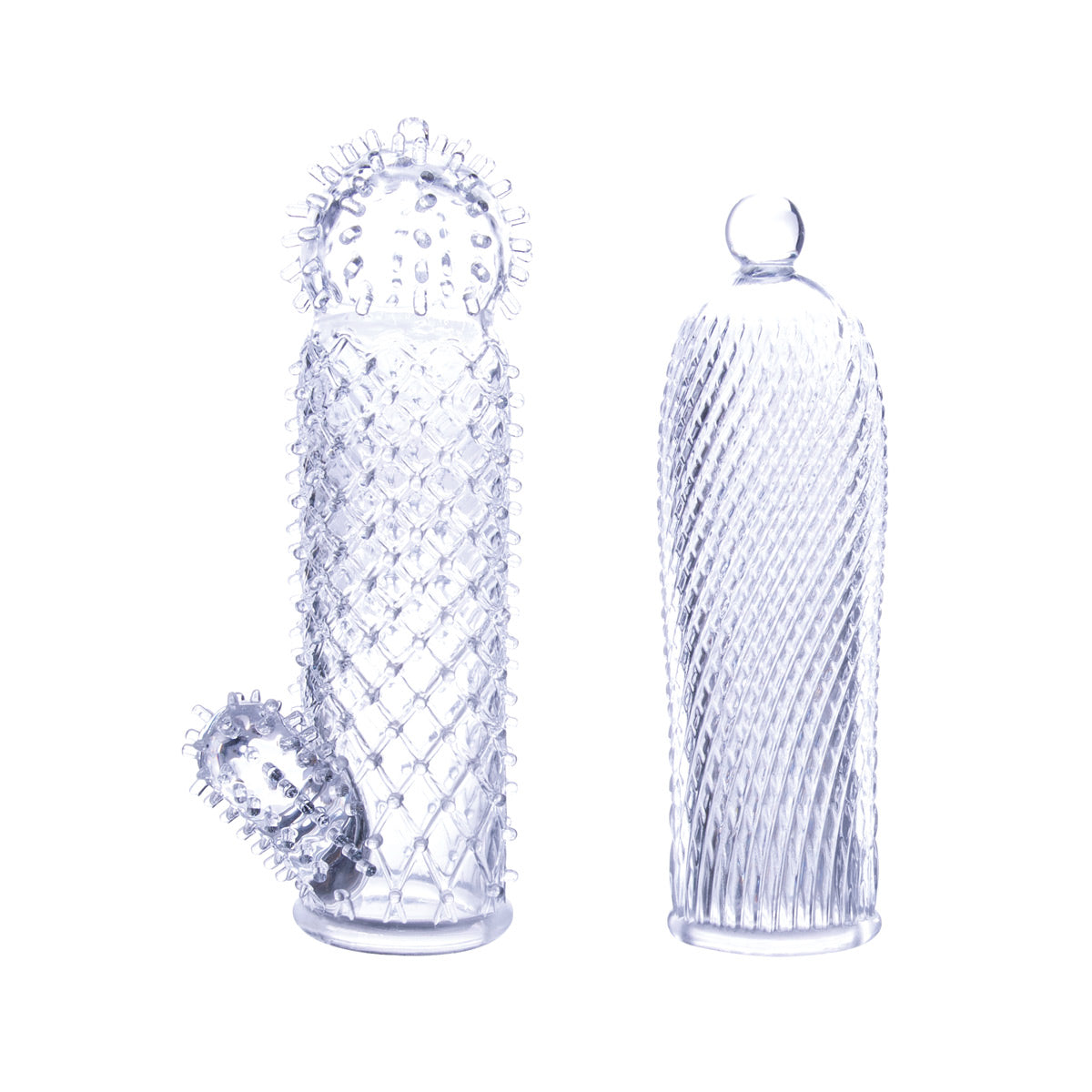 Excellent Power Ice Crystals Collection Stretchy Touch Seductive Tickler Sleeve 2 in 1 Box