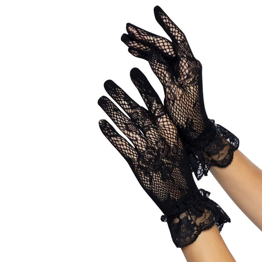 Leg Avenue® - Floral Stretch Lace Gloves – Black – OS