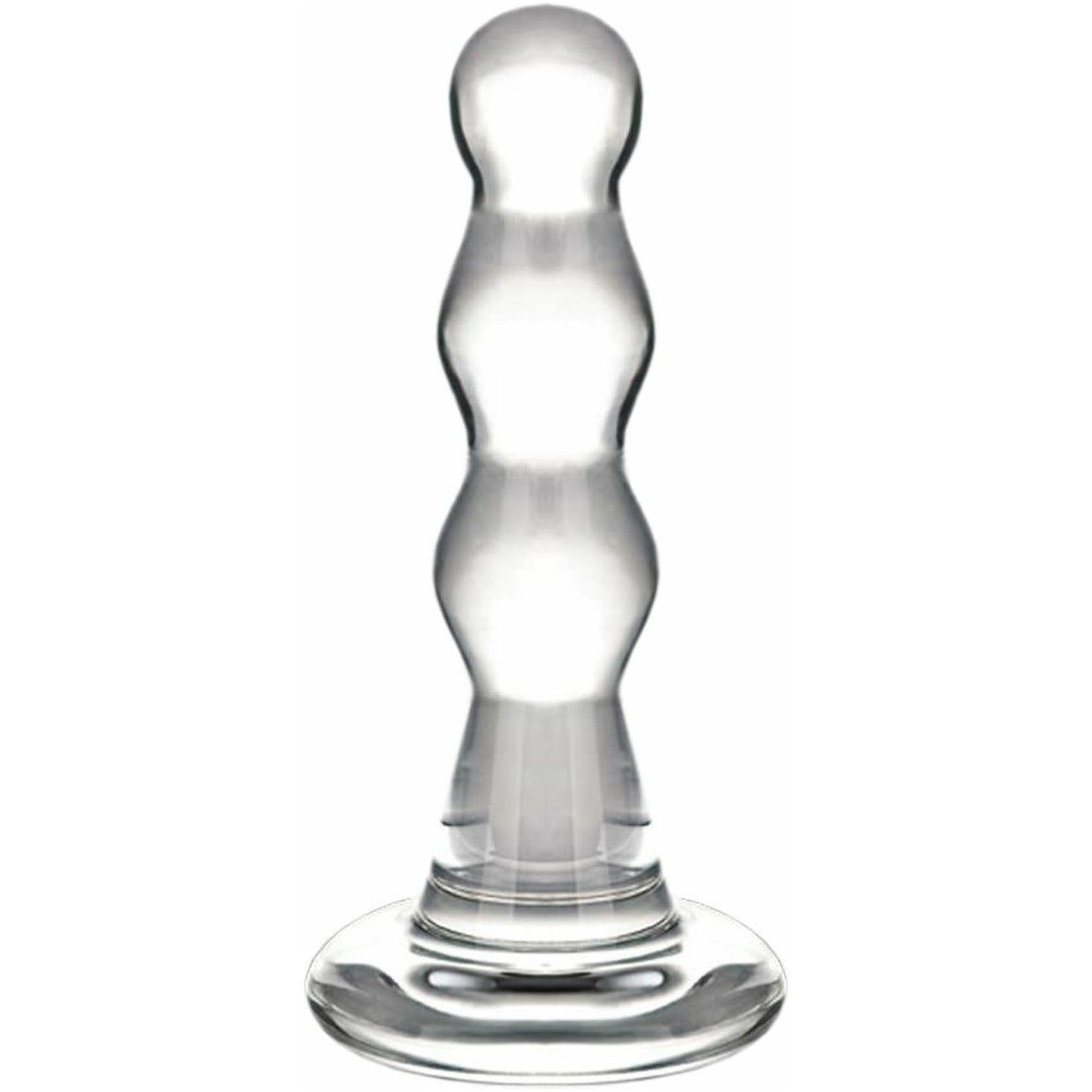 Glas Triple Play Beaded Butt Plug - Clear