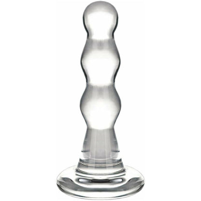 Glas Triple Play Beaded Butt Plug - Clear