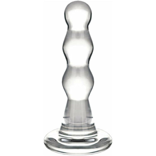 Glas Triple Play Beaded Butt Plug - Clear
