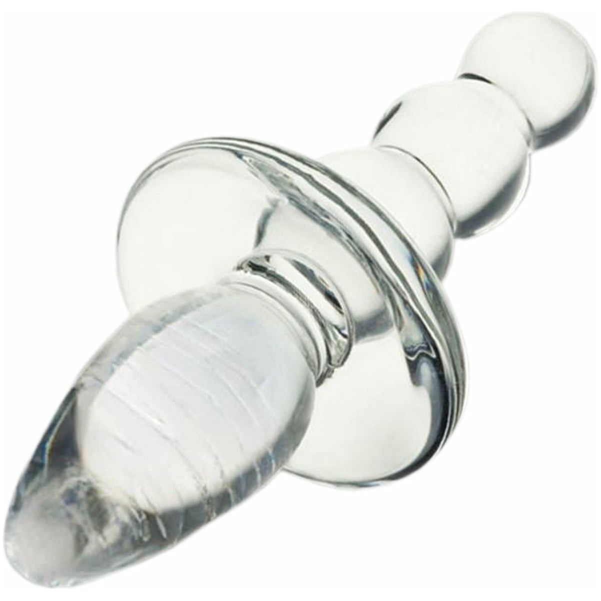 Glas Titus Beaded Butt Plug - Clear