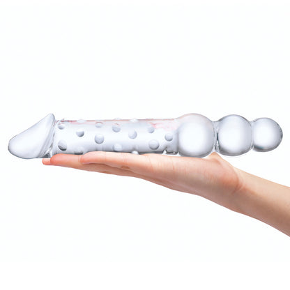 Gläs - 12” Double Ended Glass Dildo with Anal Beads