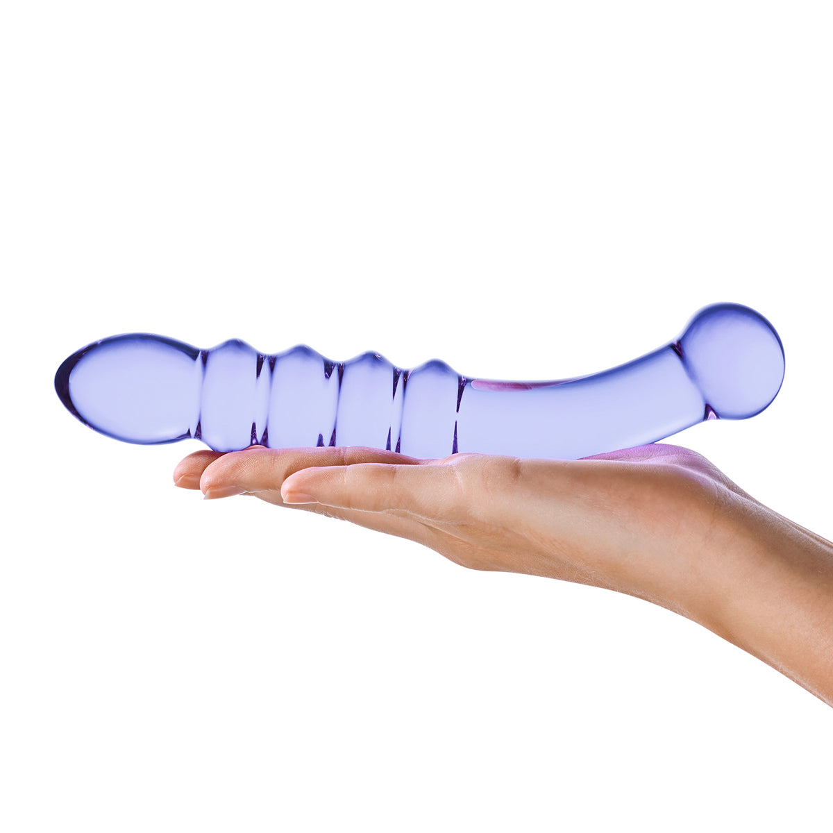 Glas Purple Rain 9” Glass Ribbed Dildo