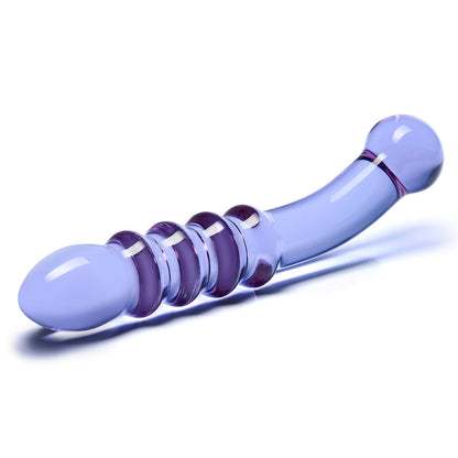 Glas Purple Rain 9” Glass Ribbed Dildo