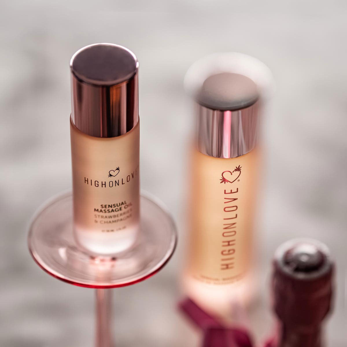 High on Love Sensual Massage Oil Strawberries & Champagne – 30mL