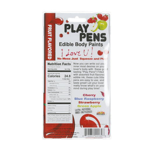 HottProducts Hott Products - Play Pens Fruit Flavoured Edible Body Paints - 4 Pack