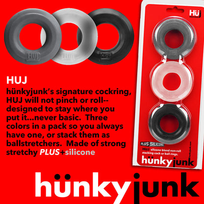 Oxballs Silicone Hünky Junk 3-Pack C-Rings - Multi