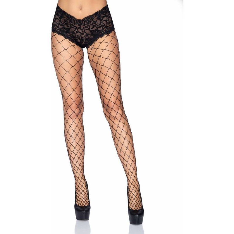 Leg Avenue Fence Net Tights with Boy Short Lace Top – One Size