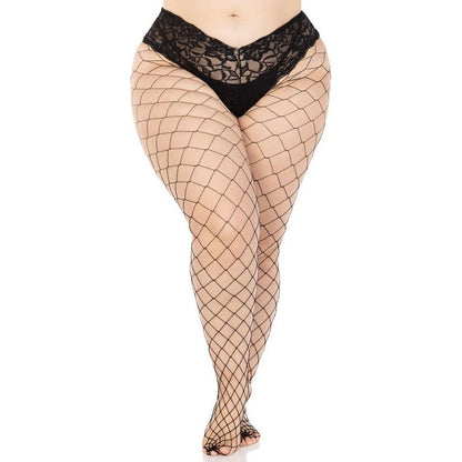 Leg Avenue Fence Net Tights with Boy Short Lace Top – Queen Size