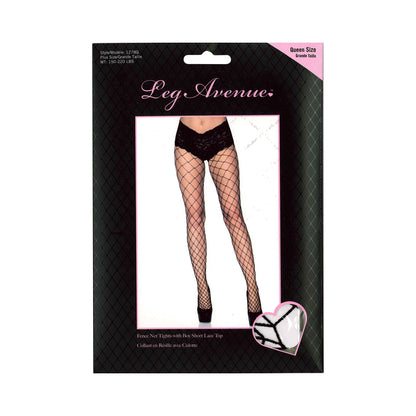 Leg Avenue Fence Net Tights with Boy Short Lace Top – Queen Size