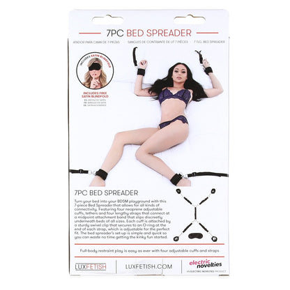 Lux Fetish Lux Fetish – Bed Spreader 7 Piece Playful Restraint System – Black