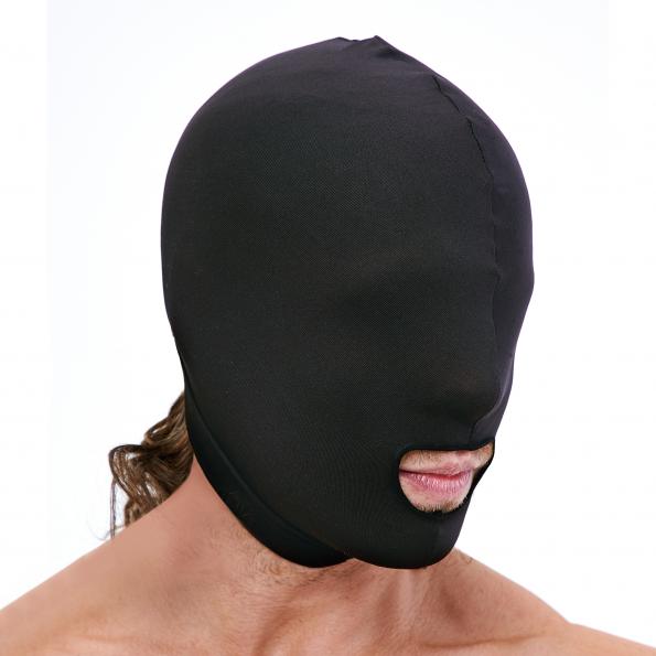 Lux Fetish – Open Mouth Stretch Hood (Full Face Mask) Black – One Size
